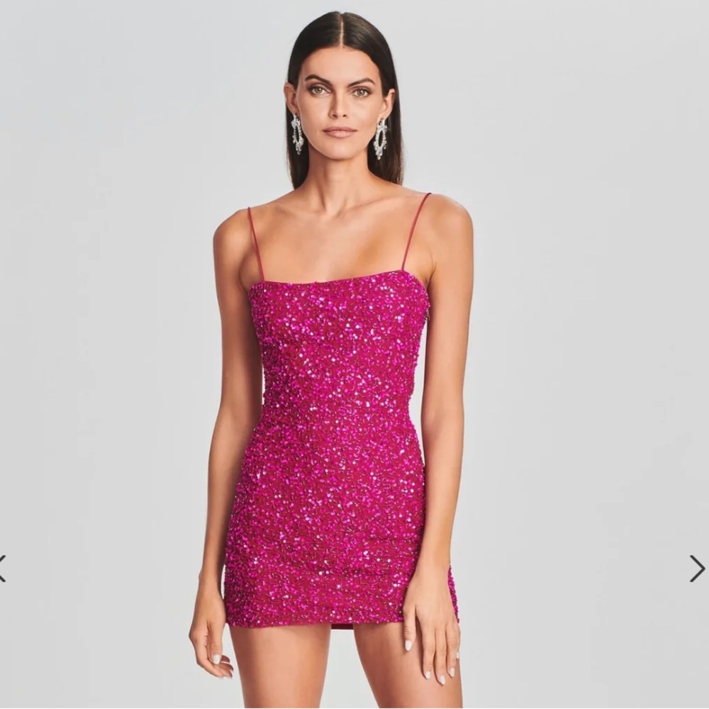 Retrofete Dionne Sequin Dress - Dragon Fruit XS
